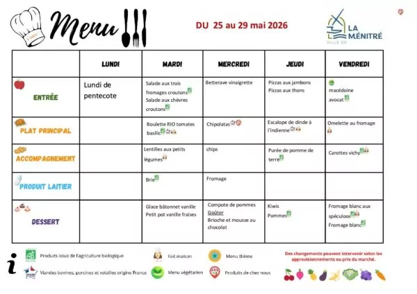 Image du document MENU SCOLAIRE 25 au 29.05