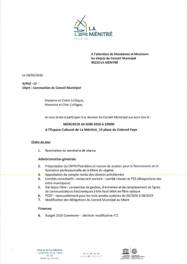 Image du document Convocation CM 240626