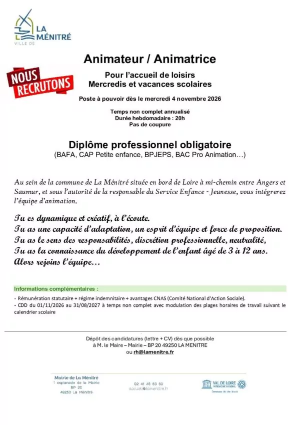Image du document Animateur Animatrice pour le 4 11 2026